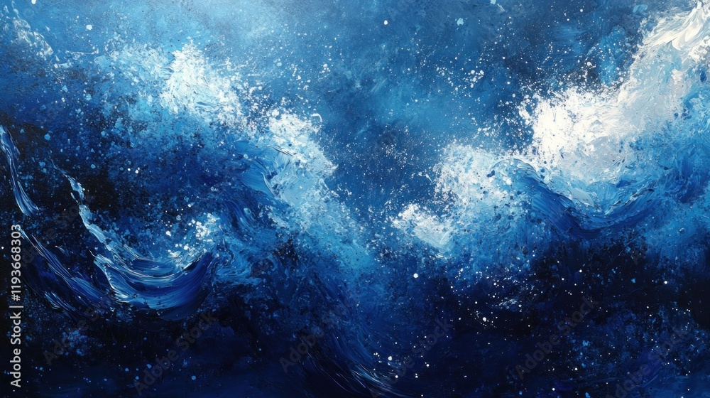 Obraz premium Abstract blue ocean waves painting.