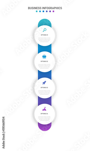 Vertical progress bar featuring 4 arrow-shaped elements, symbolizing the four stages of business strategy and progression. Clean timeline infographic design template. Vector for mobile presentation.