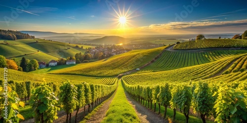 Wallpaper Mural Panoramic View of Saale-Unstrut Wine Region, Gray Burgundy Vineyard Torontodigital.ca