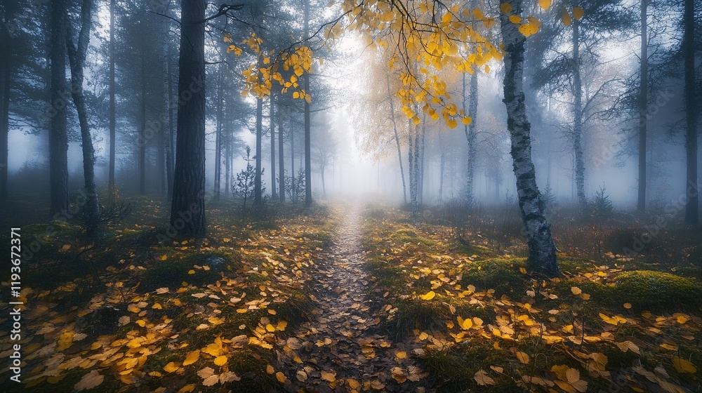Misty Autumn Forest Path Misty Autumn Forest Path