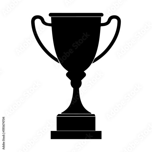 Black silhouette icon of winning trophy cup 
