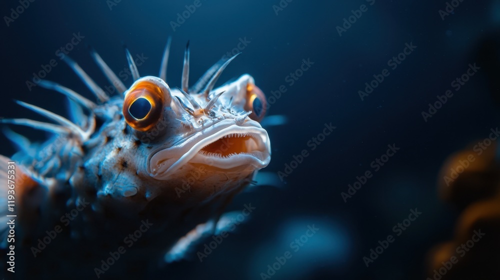 A fish with a mouth open and eyes looking at the camera A fish with a mouth open and eyes looking at the camera