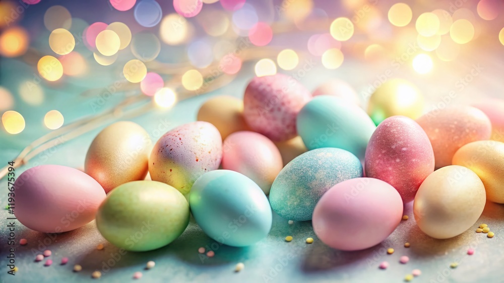 Pastel Easter Eggs with Copy Space: Spring Holiday Background Pastel Easter Eggs with Copy Space: Spring Holiday Background