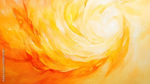 Abstract Swirling Orange and Yellow Hues Painting photo