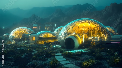 A futuristic zoo on an alien planet with glowing biomes showcasing exotic intergalactic creatures.