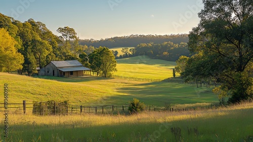 A stunning sight of the Yarra Valley in the sunlight, located in Victoria, Australia