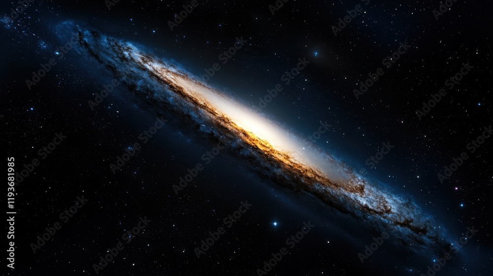 Fototapeta premium A spiral galaxy with a bright yellow center