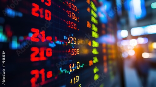 Digital Screen With Stock Market Data