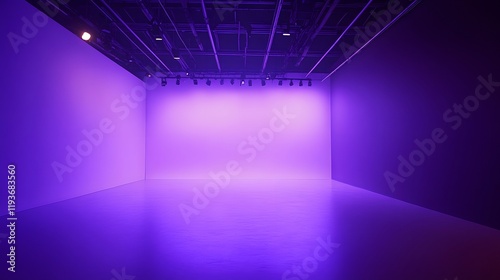 A glowing violet studio background with dynamic lighting effects creating a radiant ambiance.