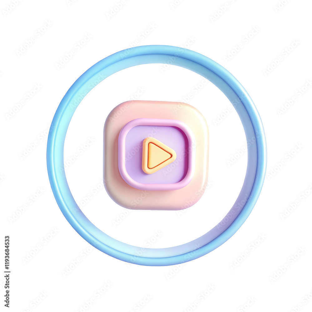 A colorful, stylized 3D play button enclosed in a circular border. The design is playful and modern, suitable for digital media. A colorful, stylized 3D play button enclosed in a circular border. The design is playful and modern, suitable for digital media.