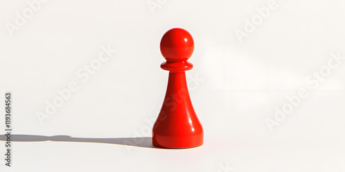Single red chess pawn on white background.  A minimalist image perfect for strategy, leadership, or game concepts.