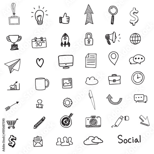 Virtual Office Icons Set: A Minimalist Set for Digital Nomads