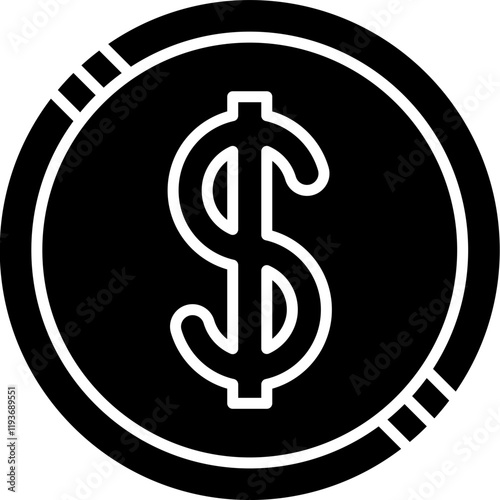 Dollar Coin icon single vector illustration