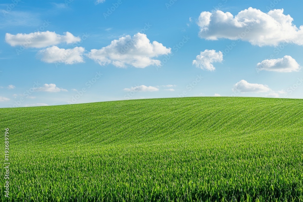 Beautiful green grass field in a park with a blue sky and clouds in the background, a summer nature landscape with trees for outdoor sports or a playground on a sunny day Beautiful green grass field in a park with a blue sky and clouds in the background, a summer nature landscape with trees for outdoor sports or a playground on a sunny day