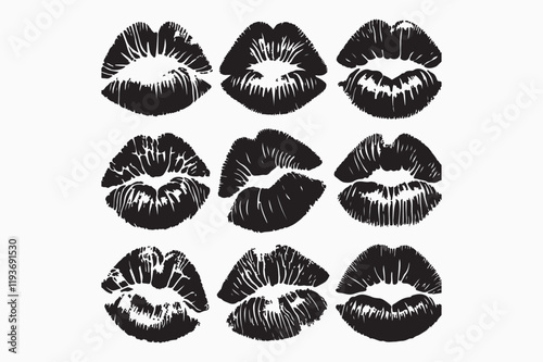 Black and white lipstick kiss prints.