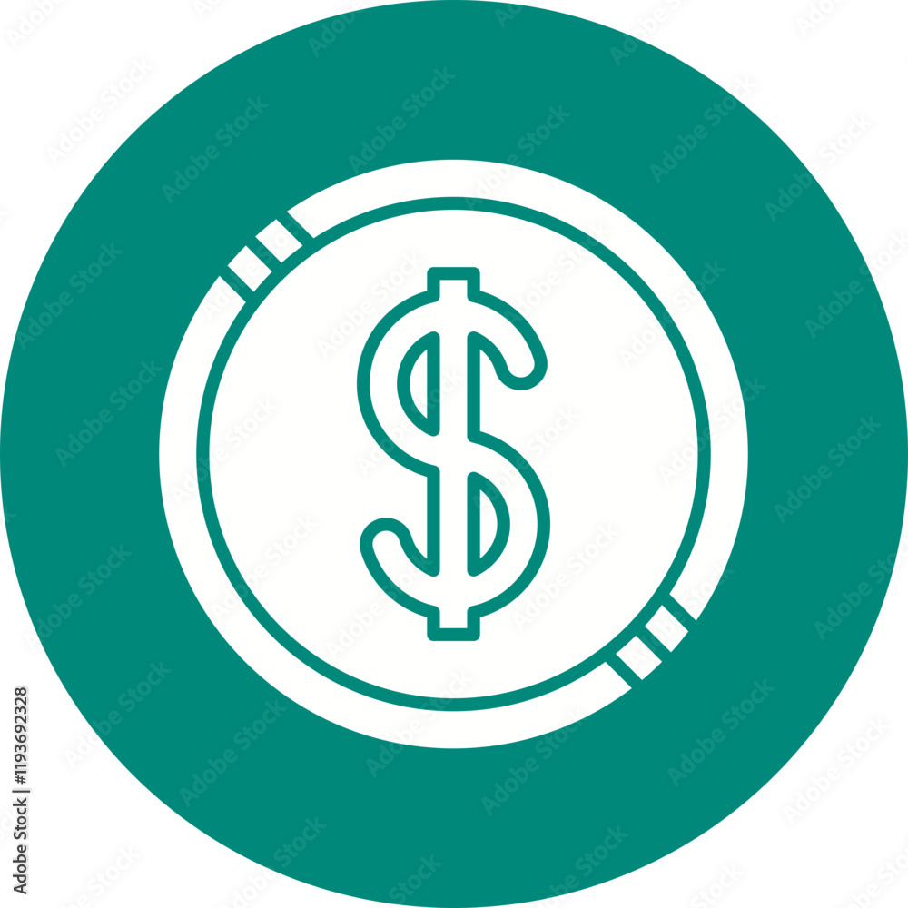 Dollar Coin icon single vector illustration Dollar Coin icon single vector illustration