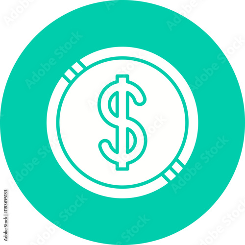 Dollar Coin icon single vector illustration