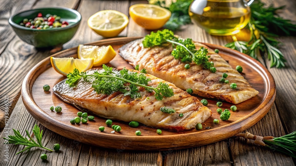 Romantic Dinner: Two Grilled Fish Platter with Lemon and Herbs Romantic Dinner: Two Grilled Fish Platter with Lemon and Herbs