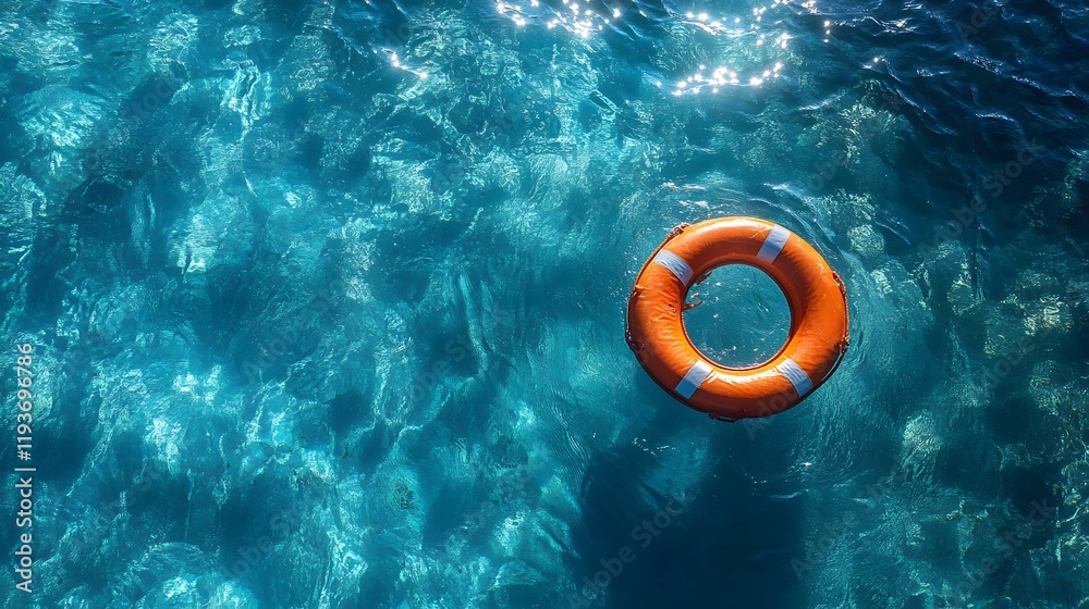 A Stunning Top-View of a Rescue Ring on Aqua-Blue Water Surrounded by Intricate Patterns A Stunning Top-View of a Rescue Ring on Aqua-Blue Water Surrounded by Intricate Patterns