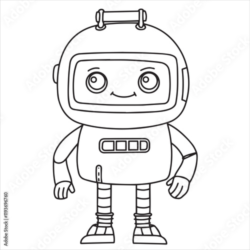 	
children's coloring book, cute robot. vector illustration in doodle style.