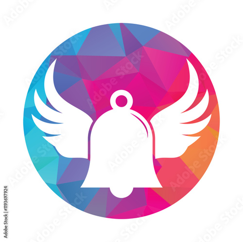 Bell logo with a pair of wings vector icon illustration design template