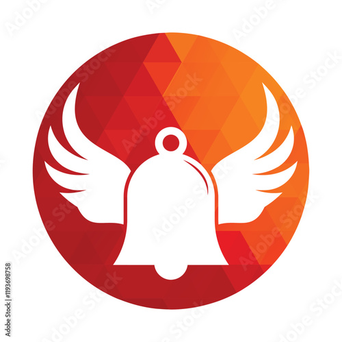Bell logo with a pair of wings vector icon illustration design template