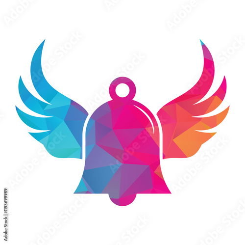 Bell logo with a pair of wings vector icon illustration design template