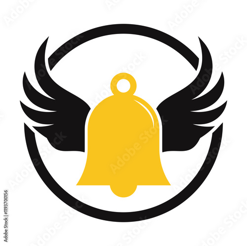 Bell logo with a pair of wings vector icon illustration design template