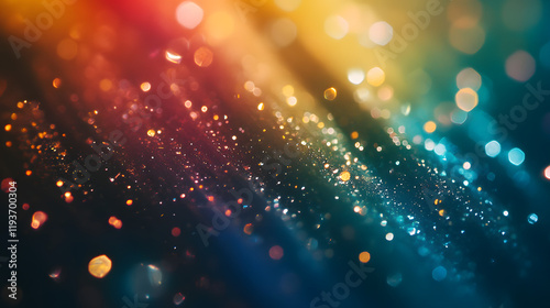 A vibrant droplet filled with light refracting into a rainbow floating in zero gravity.