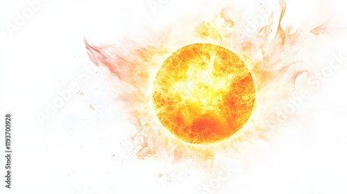 A bright spiritual sun radiating divine warmth and energy over a clean white backdrop.