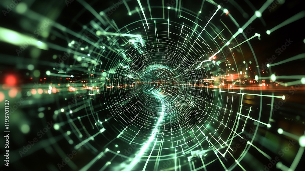 Obraz premium Virtual networks illustrated VPNs encrypted tunnels and virtualized nodes highlighting secure IT communication solutions