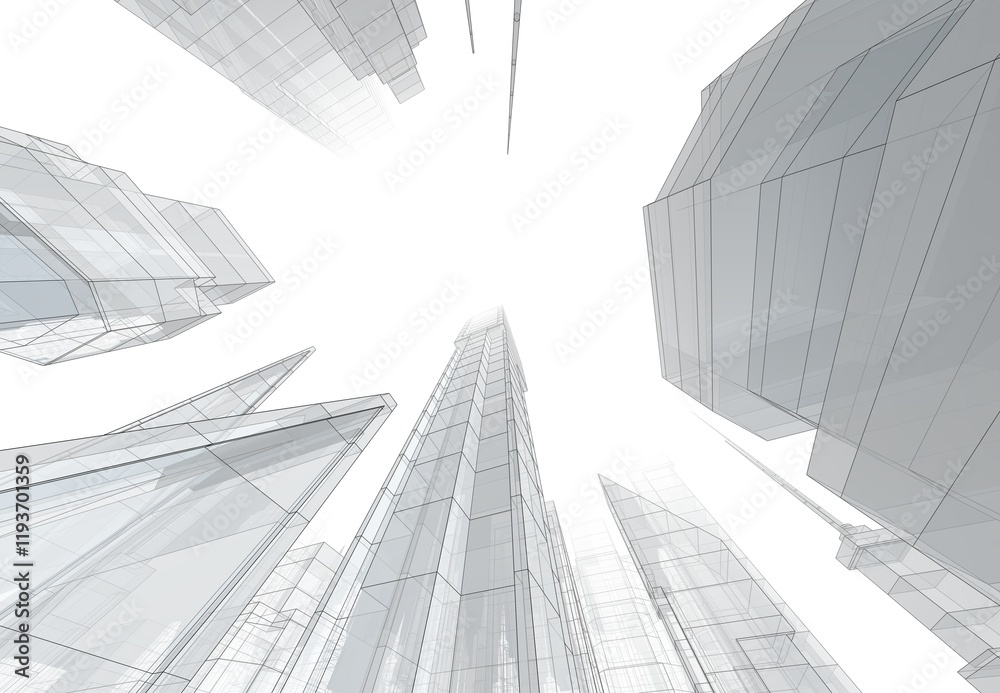 Fototapeta premium 3d rendering of modern office buildings in the city 
