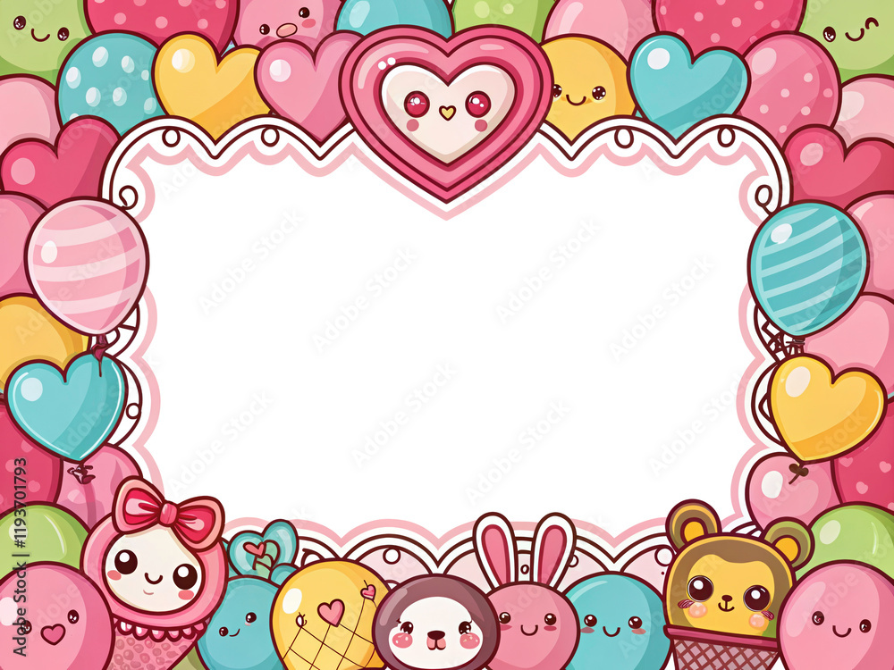 Valentine's Day design, photo frame, cover, card border, cute cartoon graffiti art, transparent background Valentine's Day design, photo frame, cover, card border, cute cartoon graffiti art, transparent background