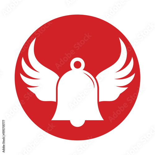Bell logo with a pair of wings vector icon illustration design template