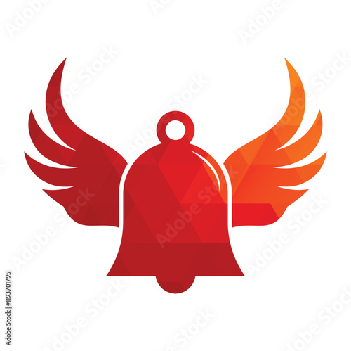 Bell logo with a pair of wings vector icon illustration design template