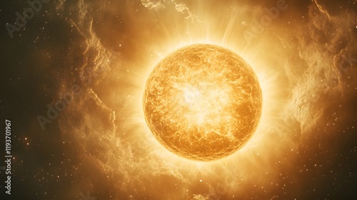 A celestial spiritual sun glowing brightly against an airy light-filled background.