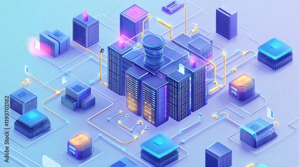 Obraz premium Scalability workflows depicted highlighting dynamic load balancing and server optimization to manage increasing demands