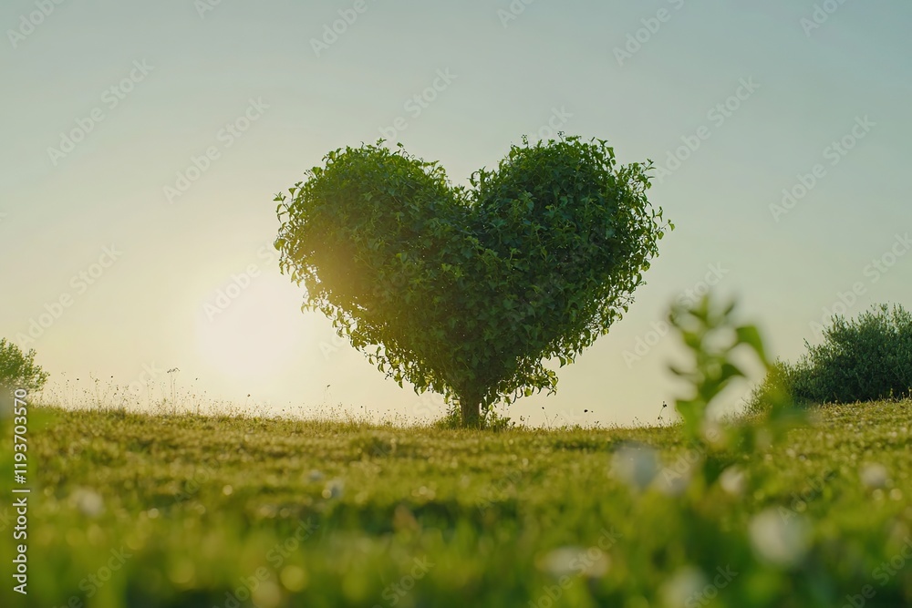Fototapeta premium Green tree in shape of heart