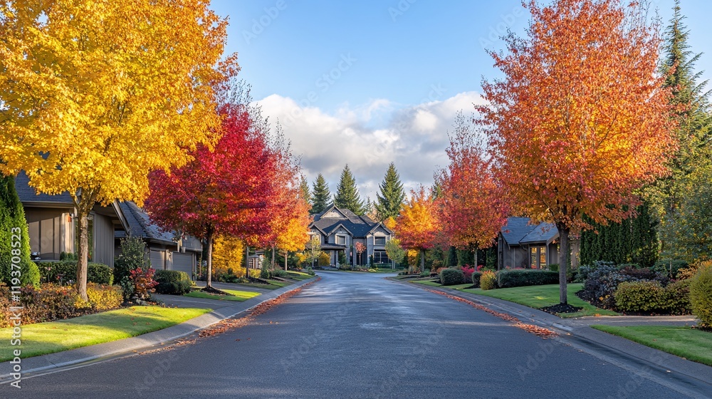 Autumnal Residential Street Landscape Autumnal Residential Street Landscape