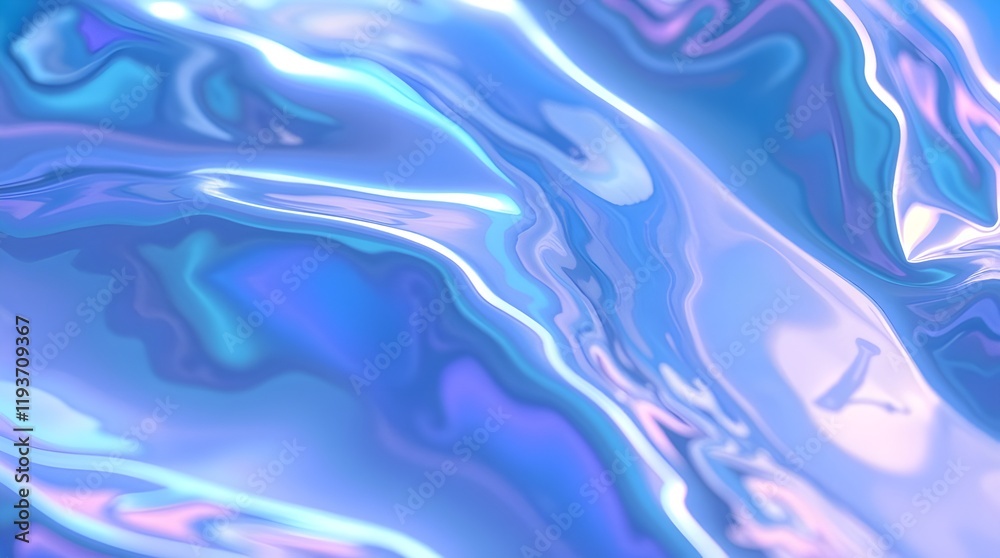 Obraz premium Iridescent Holographic Interface with Cool Blue and Silver Reflections