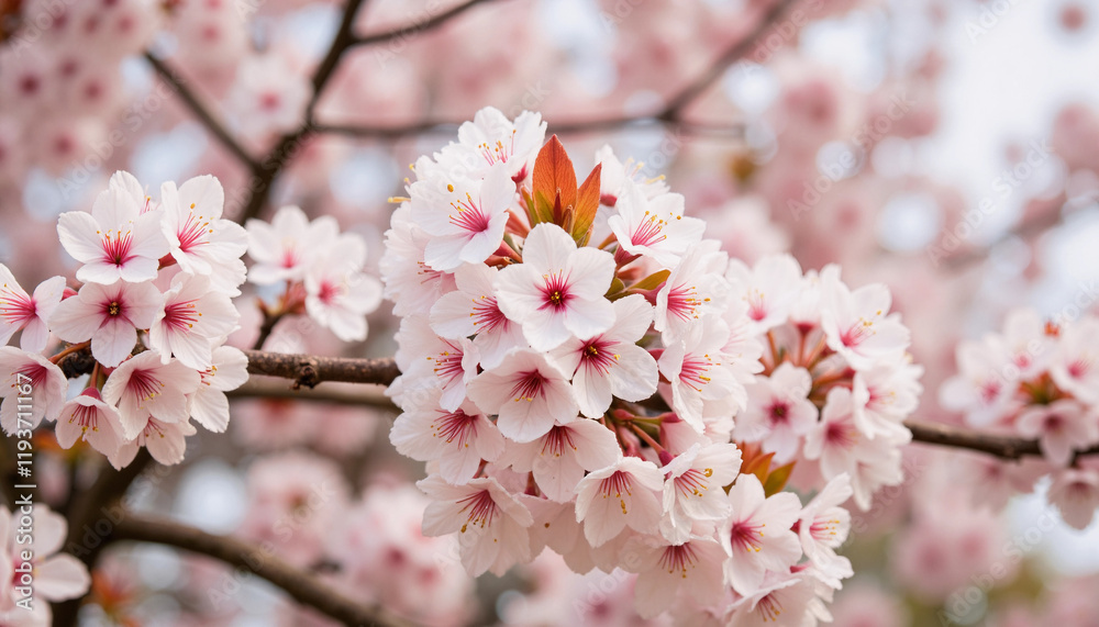 Cherry blossoms in full bloom on tree branches during spring
Cherry blossoms in full bloom on tree branches during spring