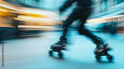Wallpaper Mural Male skater in motion through busy urban street Torontodigital.ca
