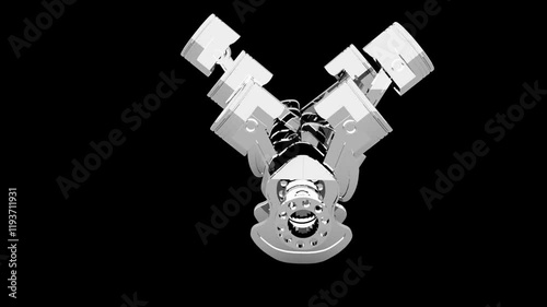 Pistones motor automóvil funcionando alpha 3D 