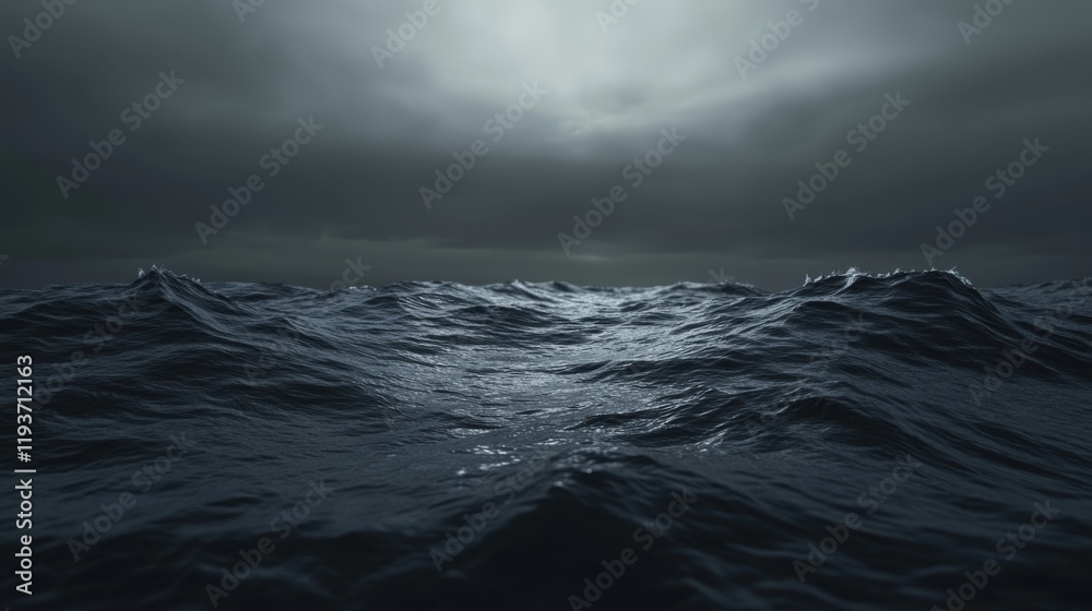 Obraz premium Complete Blackness With A Single Faint Light. Dark Waters and the Pale Moon