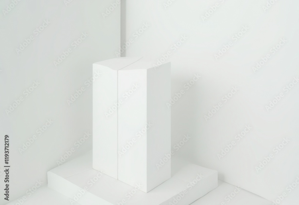 Minimalist Corner Sculpture with White Cube and Shadow Minimalist Corner Sculpture with White Cube and Shadow