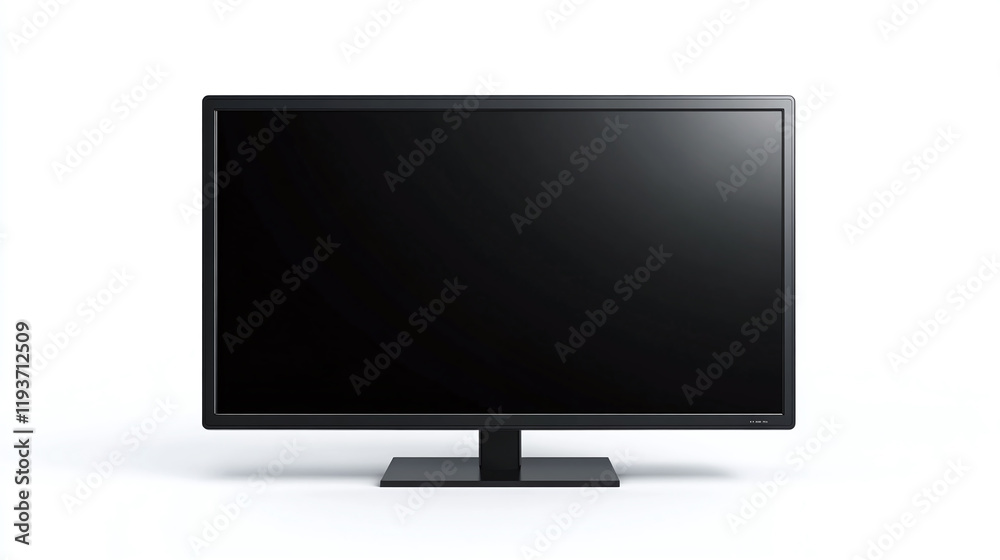 Lcd tv digital monitor object with black screen isolated on white background. television technology screen, electronic media video broadcast device. Lcd tv digital monitor object with black screen isolated on white background. television technology screen, electronic media video broadcast device.