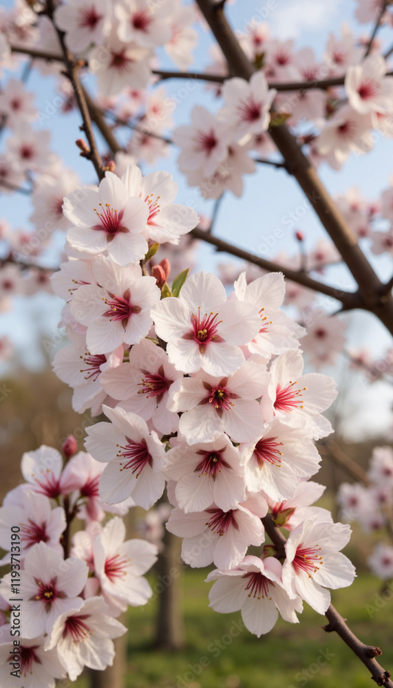 Cherry blossoms in full bloom on tree branch during spring
Cherry blossoms in full bloom on tree branch during spring
