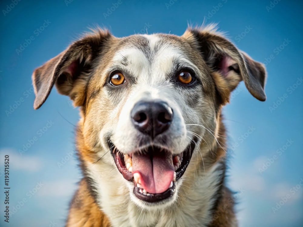 Senior Mixed Breed Dog, Healthy Teeth, Close-Up Smile, Happy Old Dog, Pet Portrait Senior Mixed Breed Dog, Healthy Teeth, Close-Up Smile, Happy Old Dog, Pet Portrait
