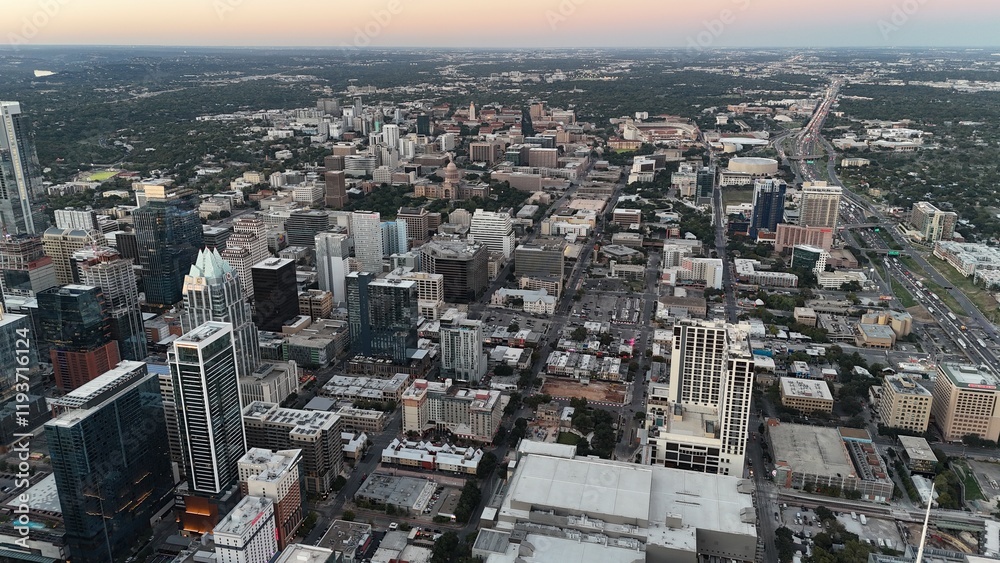 Fototapeta premium aerial views of downtown austin