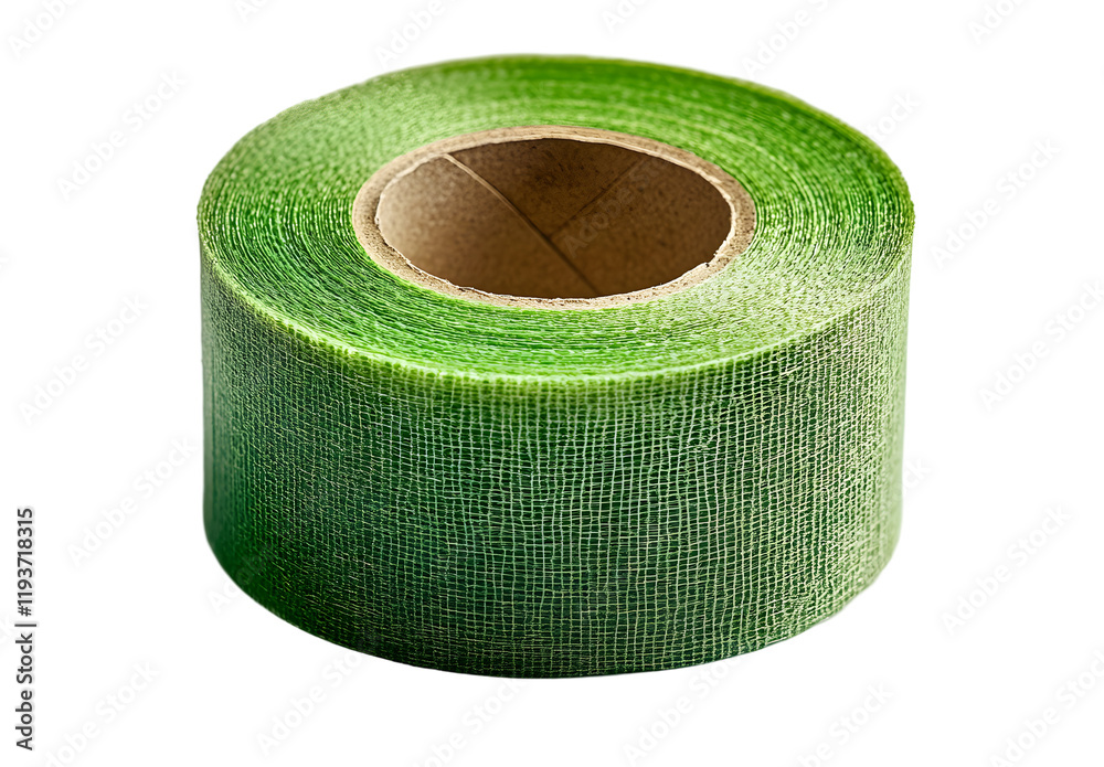 Roll of Green Garden Tape, Isolated on White Background